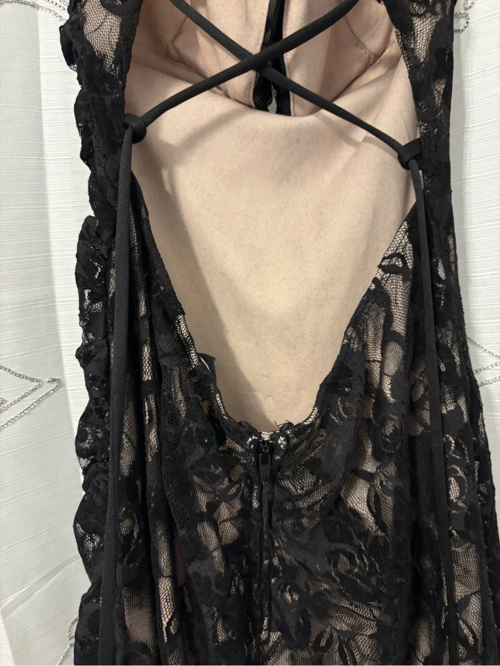 Gothic Strapless Black Lace Evening Gown